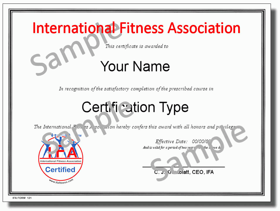 Fitness Instructor Certification Samples IFA